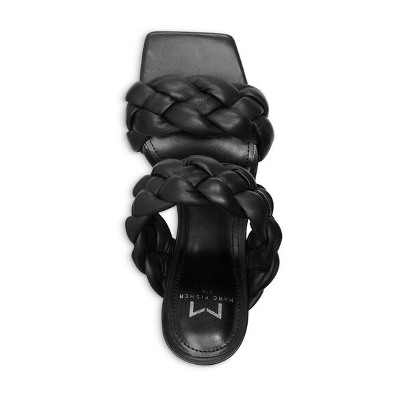 MARC FISHER Womens Black Hammy Toe Flare Slip On Leather Heeled Sandal 6.5 M - Picture 4 of 4